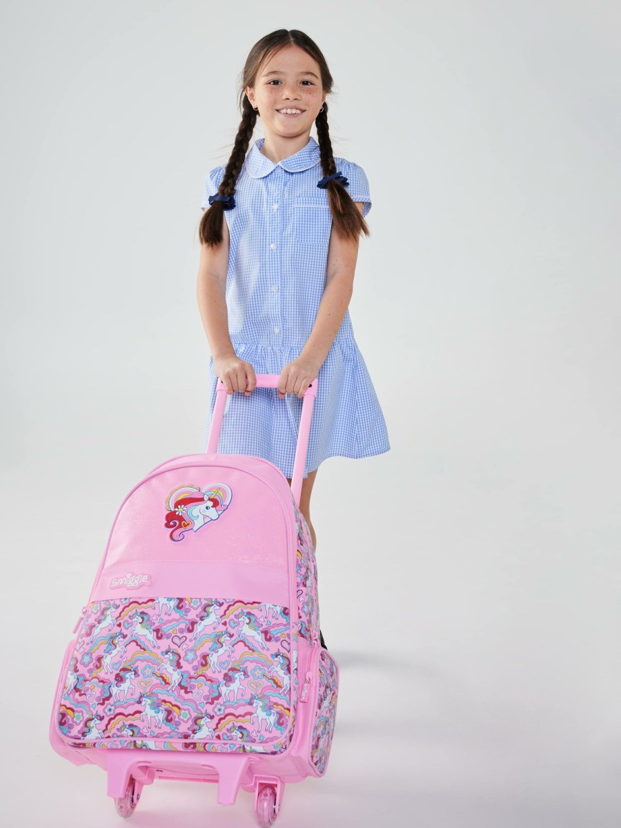 Bags Smiggle Backpacks | Wild Side Trolley Backpack With Light Up Wheels