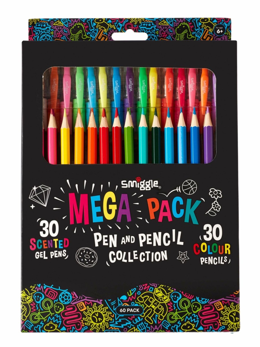 Stationery Smiggle Stationery Gift Packs | Mega Pack Scented Gel Pen & Pencil Collection X60