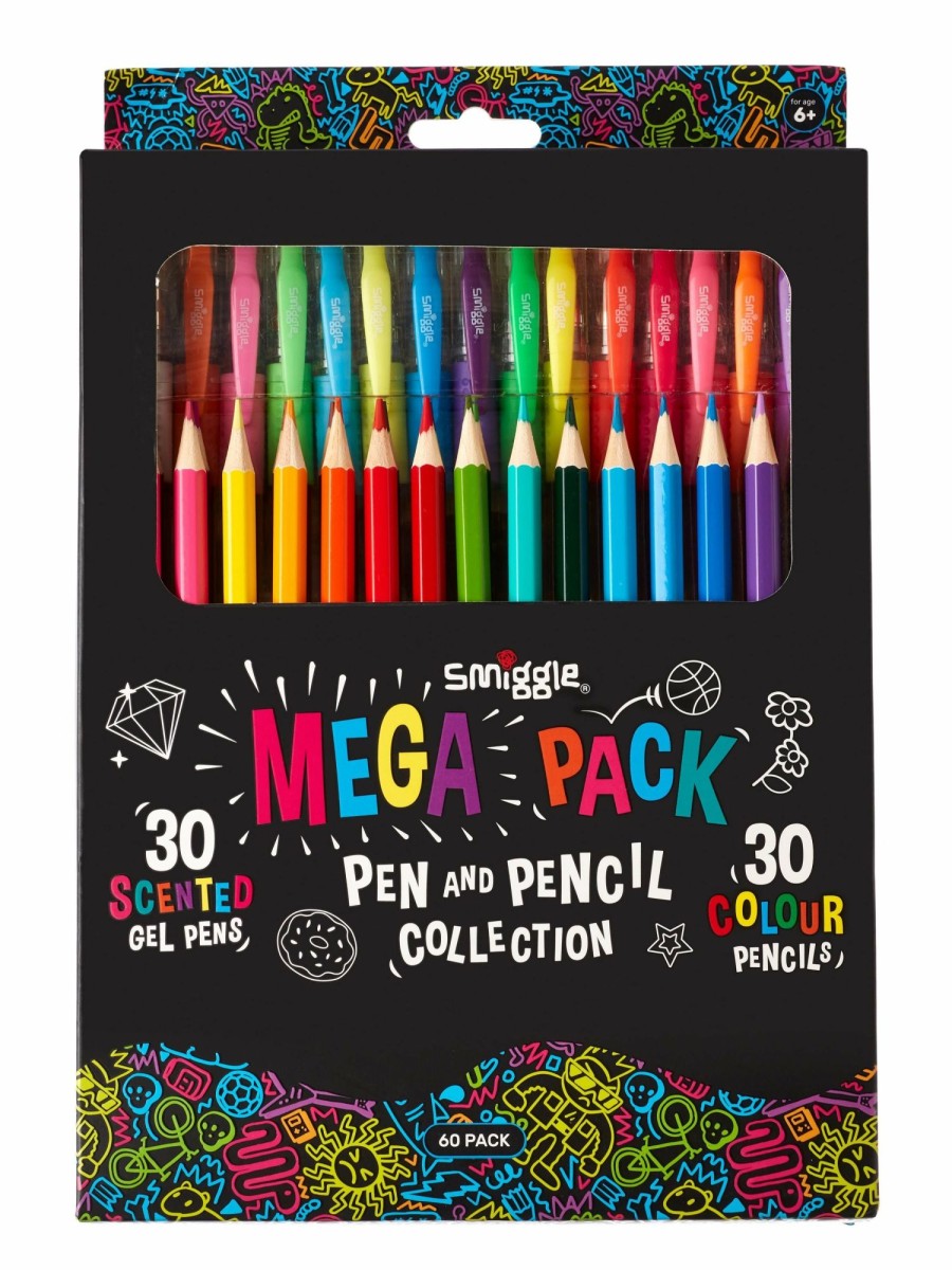 Stationery Smiggle Pens & Markers | Mega Pack Scented Gel Pen & Pencil Collection X60