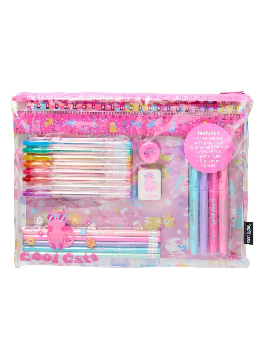 Stationery Smiggle Filled Pencil Cases | Let'S Go A4 Essentials Stationery Gift Pack